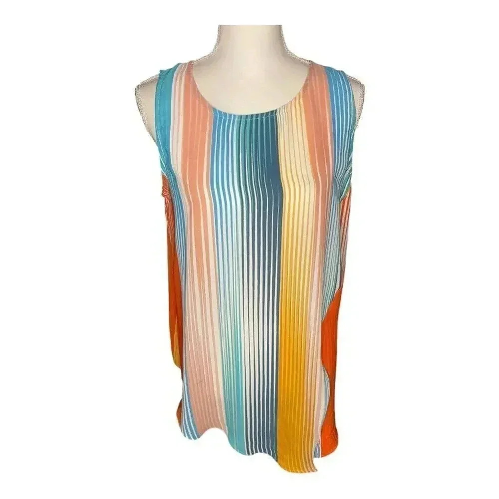Rachel Zoe Women’s Medium Multicolored Striped Sleeveless Blouse